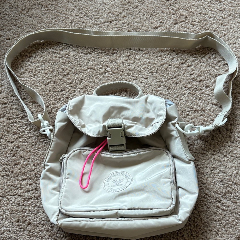 Adidas Beige Backpack with Pink Detail
